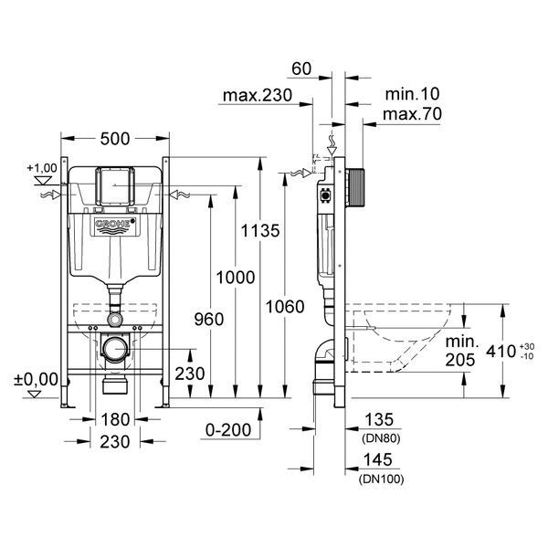 Інсталяція для унітазу GROHE RAPID SL 3884000S 71772 фото