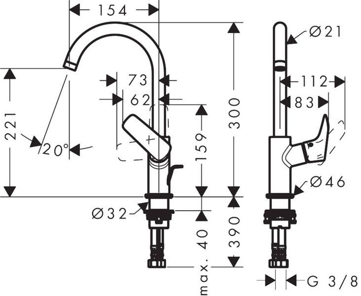 Смеситель для раковины с поворотным изливом и донным клапаном HANSGROHE LOGIS 71130670, черный матовый 92456 фото