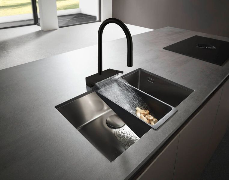 Смеситель для кухонной мойки с выдвижным душем HANSGROHE AQUNO SELECT M81 73831670, черный матовый 85321 фото