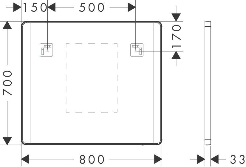 Зеркало с LED подсветкой для ванной 80х70 HANSGROHE XARITA 54976700 100060 фото