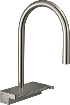 Смеситель для кухонной мойки с выдвижным душем HANSGROHE AQUNO SELECT M81 73837800, нержавеющая сталь 800003963 фото