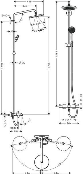 Душевая система HANSGROHE CROMA 27223000 29922 фото