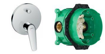 Смеситель скрытого монтажа 2 функции со скрытой частью HANSGROHE NOVUS 71045000+01800180 92889 фото