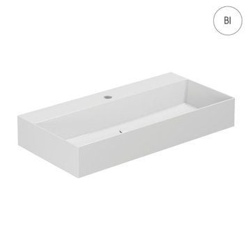 Умивальник з отвором під змішувач із донним клапаном 81х40см AZZURRA ELEGANCE SQUARED ELLP080400QMBI+PILCE, білий 103464 фото