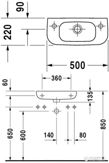 Умывальник подвесной DURAVIT D-CODE 07065000092, 50х22 800006003 фото