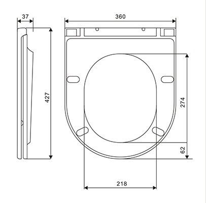 Сиденье для унитаза duroplast slow-closing 427х360 мм IMPRESE 6101 97066 фото