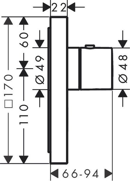 Термостат HighFlow AXOR SHOWER SELECT 36716000, для 1 потребителя, с клапаном для ручного душа, скрытого монтажа, квадратный 62301 фото
