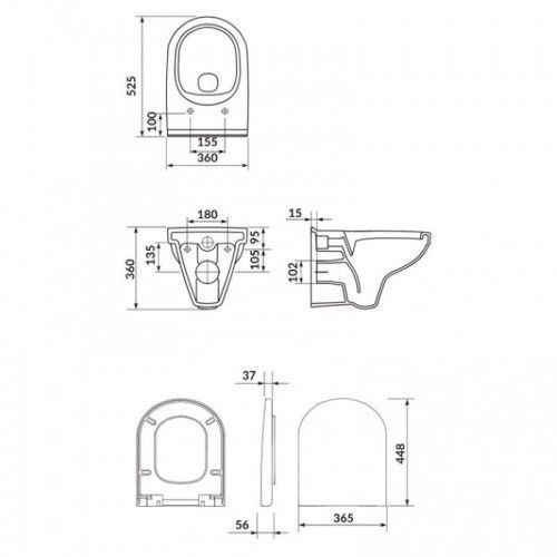 Унитаз подвесной CERSANIT ZIP S701-565, 471 SIMPLE ON, белый 80000003354 фото