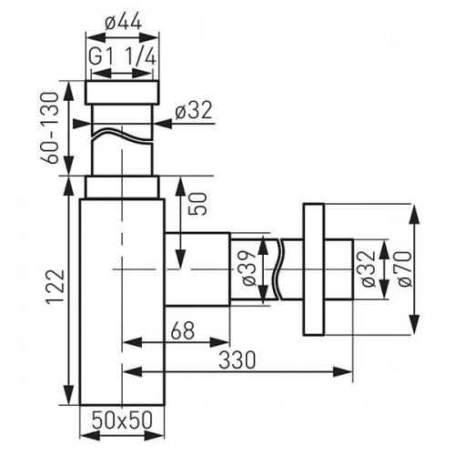 Сифон для умивальника FERRO QUADRO S280-BL, чорний 80000002332 фото