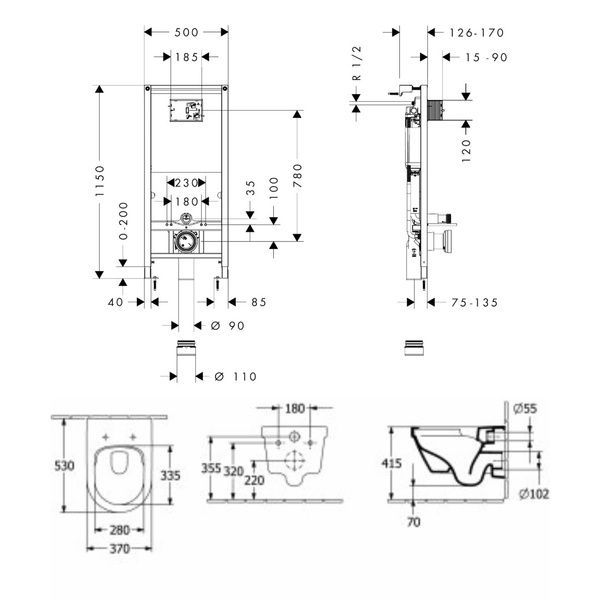 Набір інсталяція з унітазом HANSGROHE ARCHITECTURA 4694CL01+01022180, білий 102881 фото