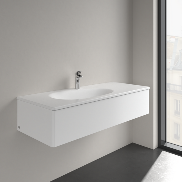 Умывальник накладной VILLEROY & BOCH ANTAO 4A77LBRW, 120x50см, со скрытым переливом, с отверстием под смеситель, Ceramic Plus, белый матовый 800005712 фото