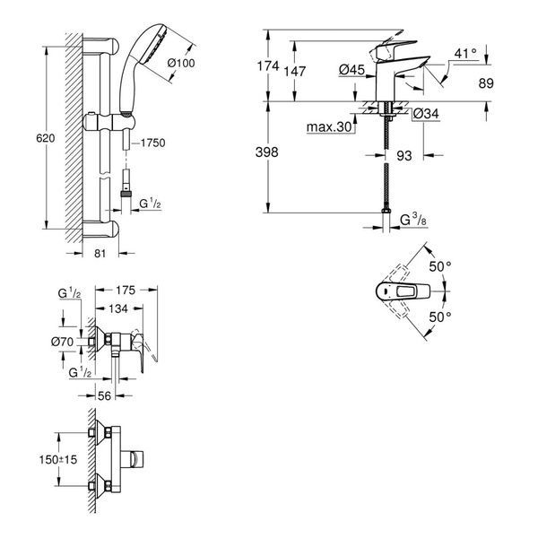 Набір змішувачів GROHE BAULOOP UA123220S0 89129 фото
