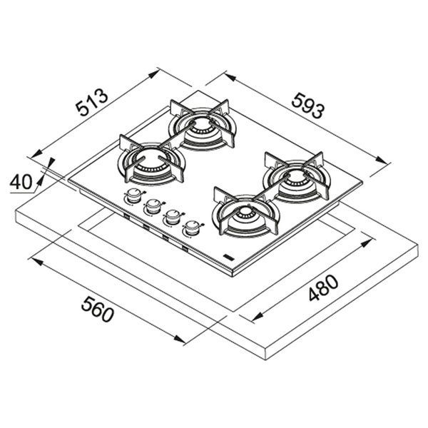 Газова варильна поверхня FRANKE NEW CRYSTAL FHCR 604 4G HE XA C 106.0496.075 800006353 фото