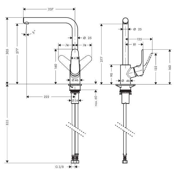 Змішувач для кухні HANSGROHE FOCUS 31827000 100024 фото