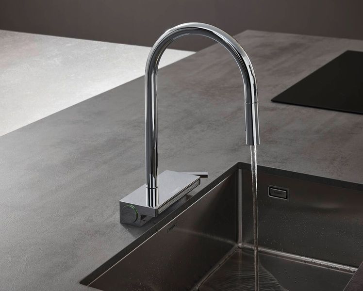 Смеситель для кухонной мойки с выдвижным душем HANSGROHE AQUNO SELECT M81 73837800, нержавеющая сталь 800003963 фото