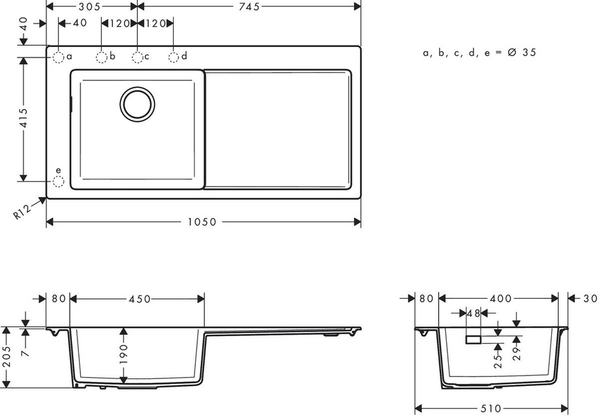 Мойка для кухни с сушилкой справа HANSGROHE S51 43330170, черный матовый 89535 фото