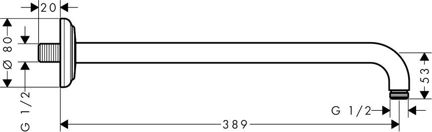 Тримач верхнього душу AXOR MONTREUX 27348340, 389 мм, чорний 800004992 фото