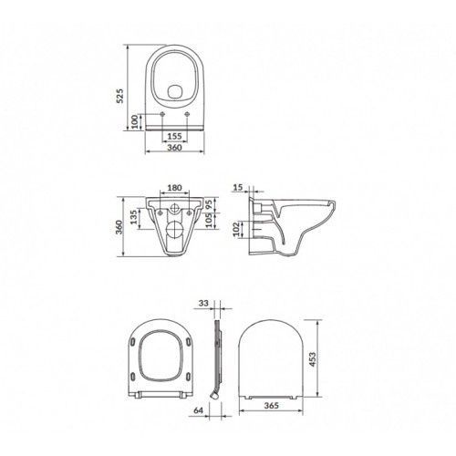 Унитаз подвесной CERSANIT ZIP S701-567, 472 SIMPLE ON, белый 80000003355 фото