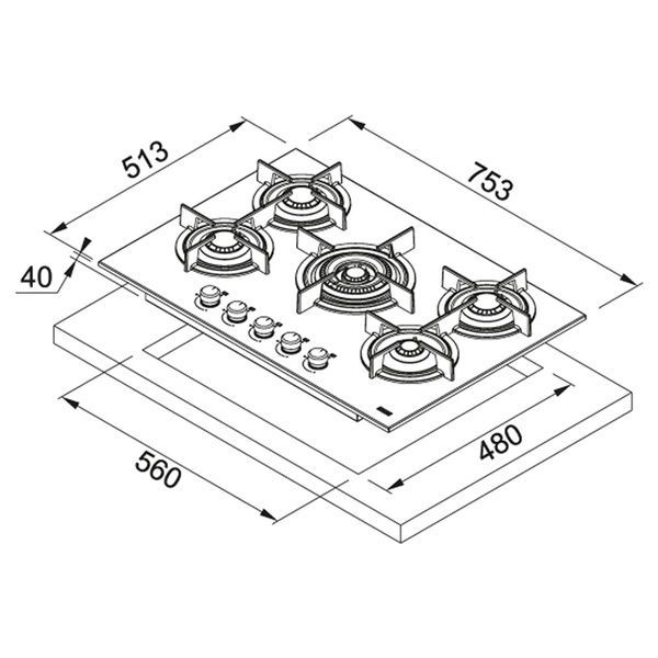 Газовая варочная поверхность FRANKE NEW CRYSTAL FHCR 755 4G TC HE XA C 106.0496.076 800006354 фото