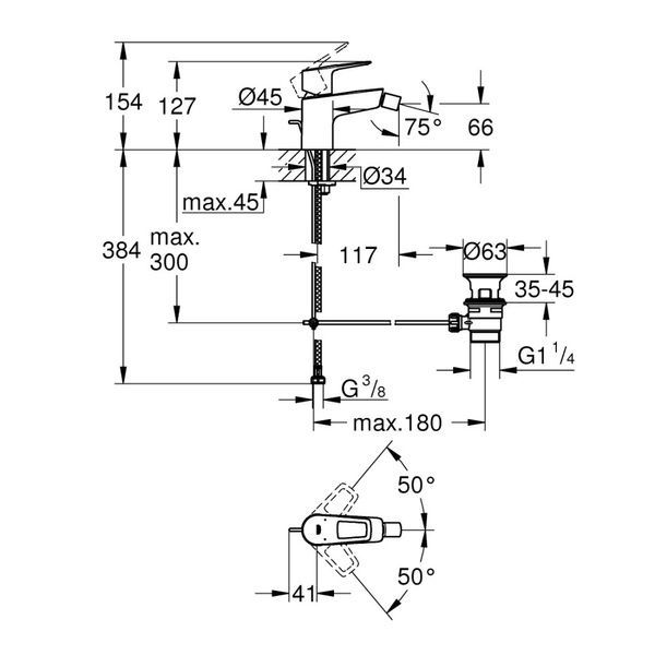 Смеситель для биде GROHE BAULOOP 23338001 88520 фото