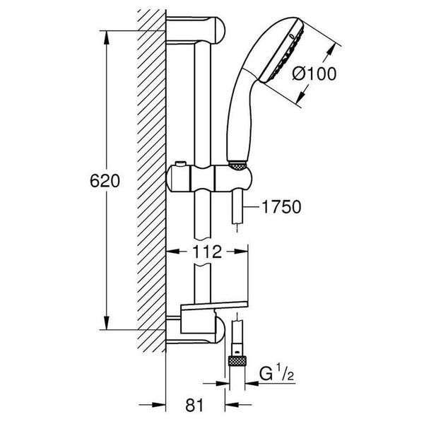 Гарнітур душовий GROHE TEMPESTA 28593002 70980 фото