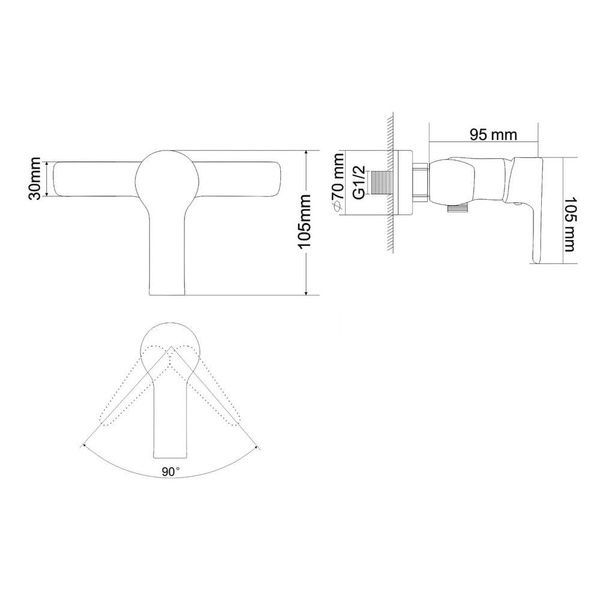 Смеситель для душа RJ DUCT RBZ079-5, хром 58108 фото