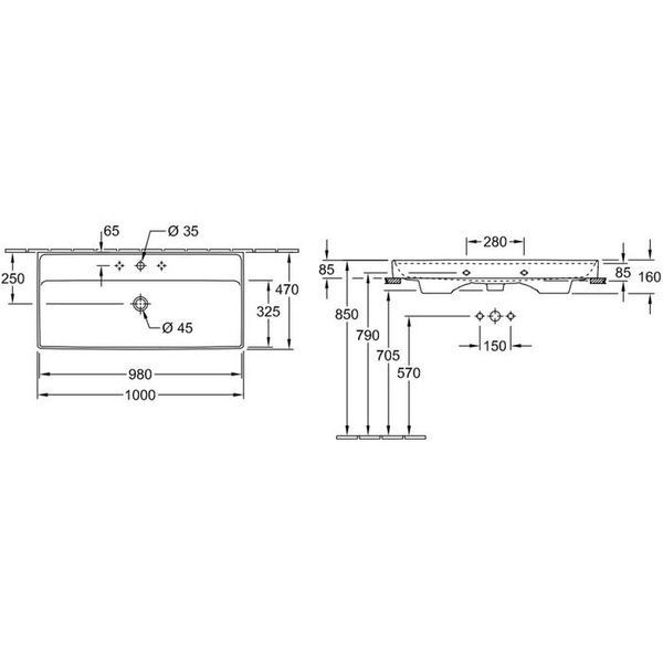 Умывальник накладной VILLEROY & BOCH COLLARO 4A331G01, 100x47, белый 800005763 фото