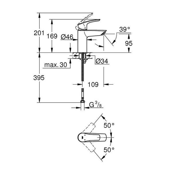Змішувач для умивальника GROHE EUROSMART 32467003, хром 85667 фото