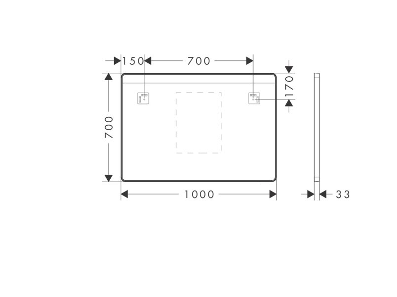 Зеркало с LED подсветкой для ванной 100х70 HANSGROHE XARITA 54972700 100561 фото