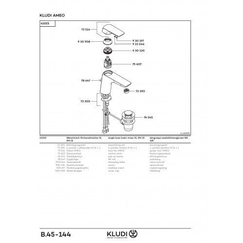 Смеситель для умывальника KLUDI AMEO 410230575, XL, хром 80000002793 фото