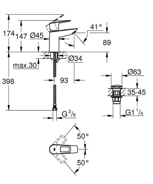 Смеситель для умывальника GROHE BAULOOP 23878001 100135 фото