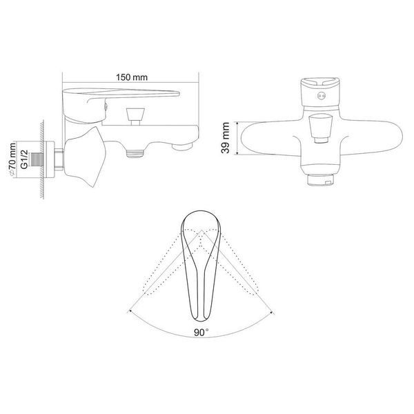 Смеситель для ванны RJ TULIP RBZ081-3, хром 63143 фото