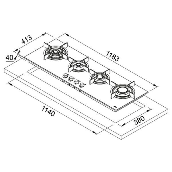 Газовая варочная поверхность FRANKE NEW CRYSTAL FHCR 1204 3G TC HE XA C 106.0496.078 800006355 фото