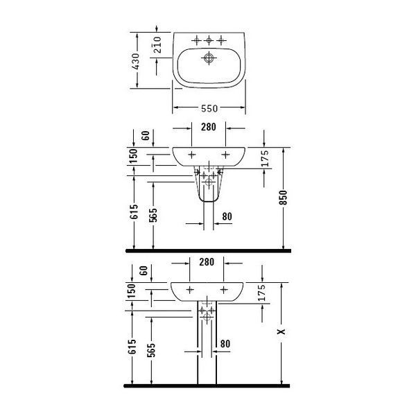Умивальник підвісний DURAVIT D-CODE 23105500002, 55х43 см 800006055 фото