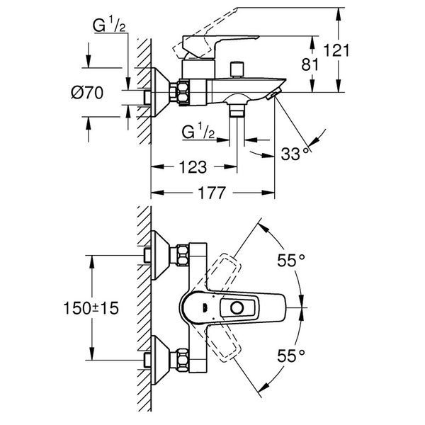 Змішувач для ванни GROHE BAULOOP 23603001 85653 фото