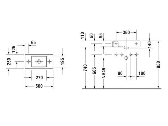 Умивальник підвісний DURAVIT VERO AIR 0724500009, 50х25 см 800006005 фото