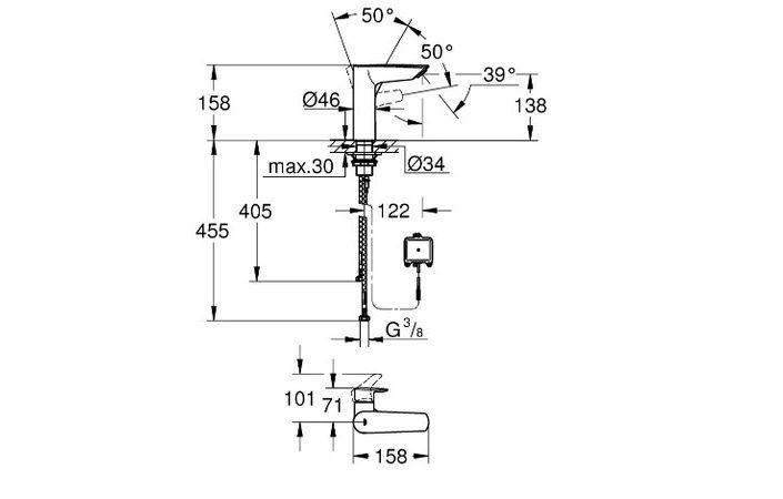 Змішувач для умивальника GROHE EUROSMART NEW 23975003, хром 85690 фото