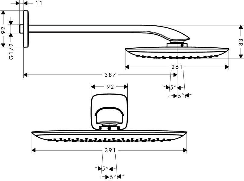 Верхний душ HANSGROHE PURAVIDA 27437400, хром с белым 13035 фото