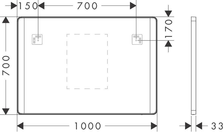 Дзеркало з LED підсвічуванням для ванної 100х70 HANSGROHE XARITA 54977700 100562 фото