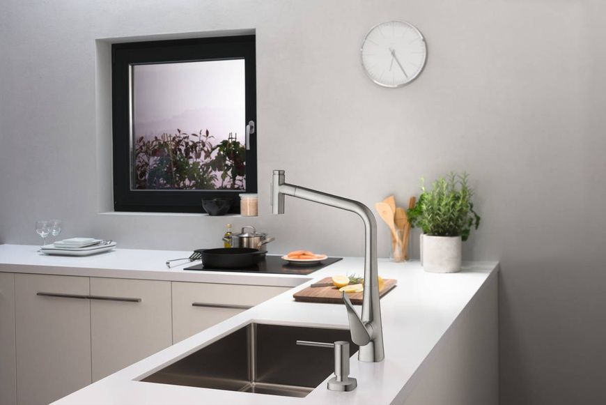 Диспенсер для жидкого мыла HANSGROHE A71 40468800, нержавеющая сталь 71426 фото