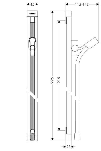 Штанга для душу зі шлангом для душу HANSGROHE UNICA 27640600, чорний 71425 фото