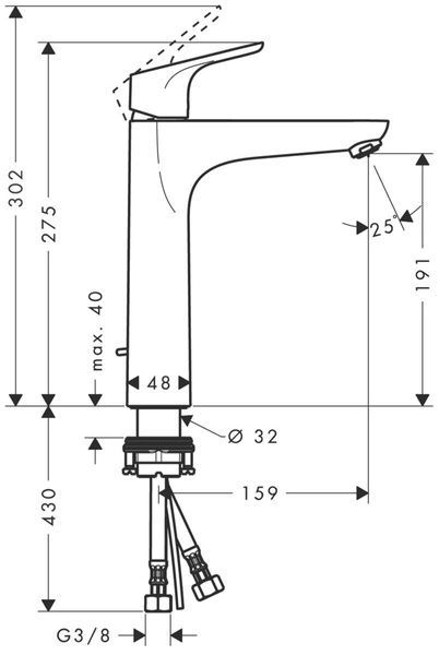 Змішувач для умивальника HANSGROHE FOCUS 31608000, хром 27104 фото