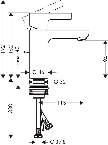 Змішувач для раковини зі зливним гарнітуром HANSGROHE METRIS S 31060000 13023 фото