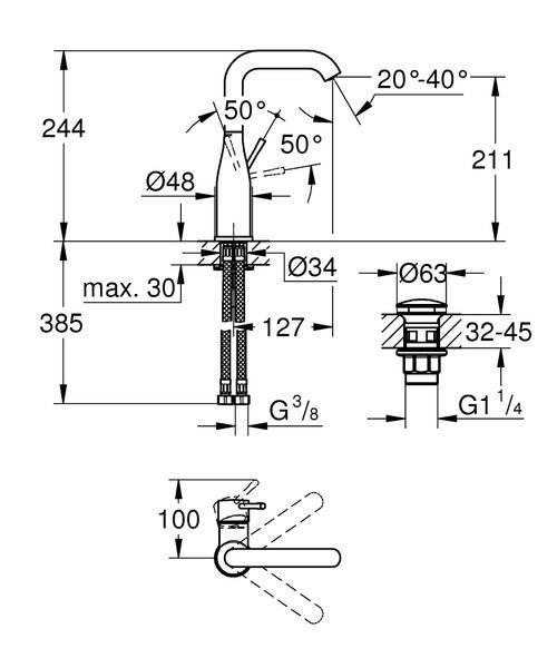 Змішувач для умивальника GROHE ESSENCE NEW 24182001 100364 фото