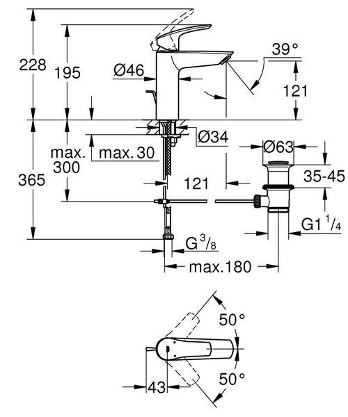 Смеситель для умывальника GROHE EUROSMART NEW 233222433, черный матовый 95884 фото