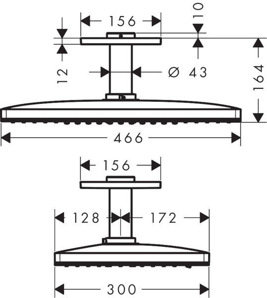 Верхній душ HANSGROHE 24006400, хром з білим 54890 фото