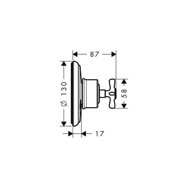 Запорный/переключающий вентильTrio/Quattro AXOR MONTREUX 16830000, с крестообразной рукояткой, скрытого монтажа 42133 фото