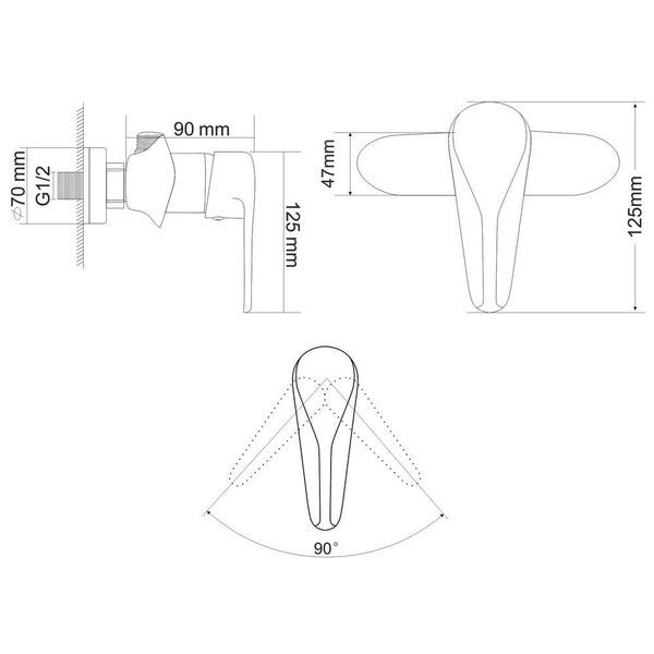 Смеситель для душа RJ TULIP RBZ081-5, хром 63142 фото