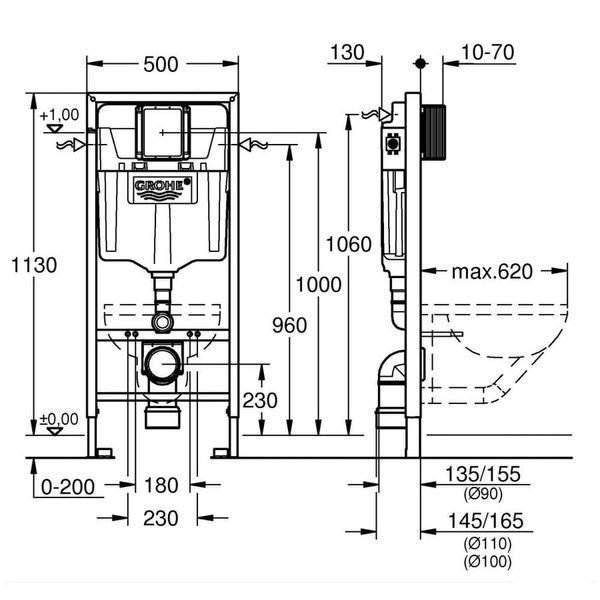 Инсталляция для унитаза GROHE RAPID SL 39503000, хром 63812 фото