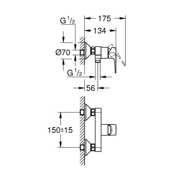 Змішувач для душу GROHE BAULOOP 23634001 85654 фото